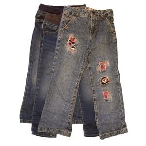 Sz 5 Girls 3pcs Denim Jean Pants Lot Carters, Wonder Nation, Faded Glory